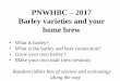 PNWHBC 2017 Barley varieties and your home brew · 2017. 5. 3. · Grow your own barley? • Plant 1 handful (~ 4 ounces) for 100 square feet. Rows or random • Harvest 1 – 10
