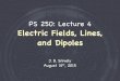 Electric Fields, Lines, and Dipolespages.erau.edu/~snivelyj/ps250/PS250-Lecture4.pdf · 2015. 8. 31. · Electric Field! due to Disk: Let R >> x (i.e., make disk very large!) 