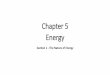 Chapter 5 Energy - Schoolwires · 2017. 1. 5. · What is Energy? •Every change that occurs involves energy. •Energy is defined as the ability to do work or cause change. When