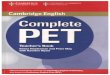 Cambridge English Complete PET Teacher's Book 2014