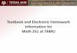 Textbook and Electronic Homework Information for Math 251 at TAMU