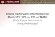 Textbook and Electronic Homework Information for Math 171, 172, or