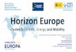 Horizon Europe Cluster 5 - Climate, Energy and Mobility · 2021. 5. 13. · Julio Dolado julio.dolado@cdti.es Juan Francisco Reyes ... 2011 White Paper Transport Horizonte 2020. STRIA