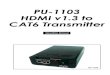 PU-1103 HDMI v1.3 to CAT6 Transmitter · 2010. 12. 4. · Operation Manual PU-1103. TABLE OF CONTENTS 1. Introduction ... PU-1103 HDMI LCD TV DVD PLAYER HDMI Cable DDC VIDEO HDMI