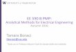 Analy/cal Methods for Electrical Engineering Tamara Bonaci