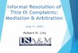 Informal Resolution of Title IX Complaints: Mediation 