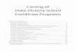 Catalog of Duke Divinity School Certificate Programs
