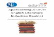 Approaching A-Level English Literature Induction Booklet