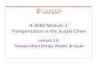 IE 8580 Module 2: Transportation in the Supply Chain