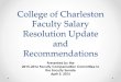 College of Charleston Faculty Salary Resolution Update and 