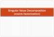 Singular Value Decomposition (matrix factorization)