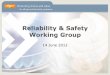 Reliability & Safety Working Group