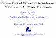 Biomarkers of Exposure to Airborne Criteria and Air Toxic 