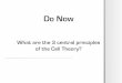 What are the 3 central principles of the Cell Theory?