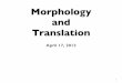 Morphology and Translation - MT class