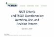 NATF Criteria and ESSCR Questionnaire: Overview, Use, and 