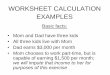 WORKSHEET CALCULATION EXAMPLES