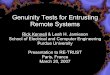 Genuinity Tests for Entrusting Remote Systems