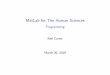 MatLab for The Human Sciences - Programming