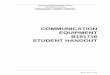 COMMUNICATION EQUIPMENT B191716 STUDENT HANDOUT