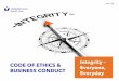 Integrity – CODE OF ETHICS & Everyone, BUSINESS CONDUCT 