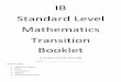 IB Standard Level Mathematics Transition Booklet