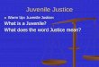 What is a Juvenile? What does the word Justice mean?