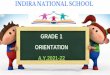 GRADE 1 ORIENTATION A.Y.2021-22 - Indira National School