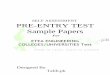 SELF ASSESSMENT PRE-ENTRY TEST Sample Papers