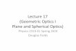 Plane and Spherical Optics) (Geometric Optics I Lecture 17