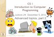 CS 1 Introduction to Computer Programming
