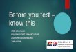 Before you test – know this - APHL