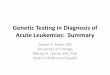 Genetic Testing in Diagnosis of Acute Leukemias: Summary