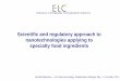 Scientific and regulatory approach to nanotechnologies applying to