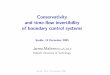 Conservativity and time-ï¬‚ow invertibility of boundary control
