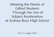 Subject Acceleration Presentation - Sydney Boys High School
