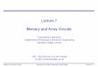 Lecture 7 Memory And Array Circuits - Imperial College London