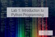 Lab 1: Introduction to Python Programming