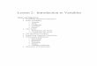 Lesson 2: Introduction To Variables â€“