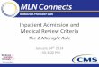 Inpatient Admission and Medical Review Criteria - Centers for