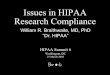 Issues in HIPAA Research Compliance