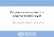 Vaccines and vaccina5on against Yellow Fever