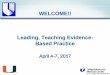WELCOME!! Leading, Teaching Evidence- Based Practice