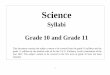 Syllabi Grade 10 and Grade 11