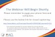 The Webinar Will Begin Shortly. - Home Page | ACL 