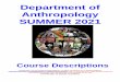 Department of Anthropology SUMMER 2021