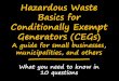 Hazardous Waste Basics for Conditionally Exempt Generators