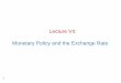 Lecture VII: Monetary Policy and the Exchange Rate