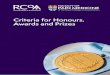 Criteria for Honours, Awards and Prizes