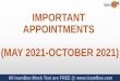 IMPORTANT APPOINTMENTS (MAY 2021-OCTOBER 2021)